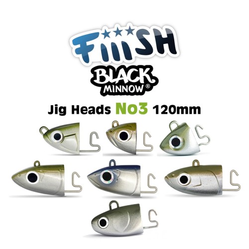 Fiiish Black Minnow Jig Heads No3 120mm