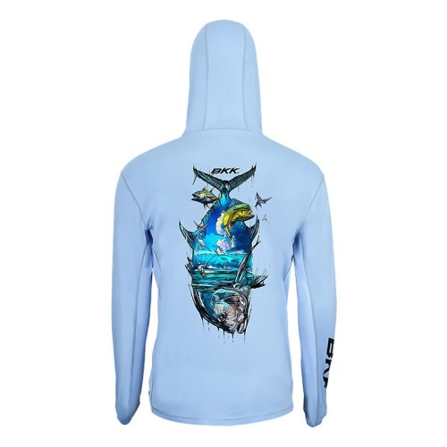 BKK Hooded Long Sleeve Performance Shirt - Brand Values Light Blue (GT)